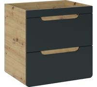 Meuble Sous Lavabo 60 Cm, 2 Tiroirs, Chêne Craft Gris Cosmos