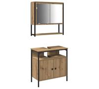Meuble sous-lavabo avec miroir - vidaXL - Chêne artisanal - 60x30x60 cm - Rangement substantiel - Portes à charnières