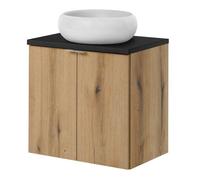 Meuble sous-lavabo avec vasque rond Newport 60 x 72 x 40 cm effet chêne noir