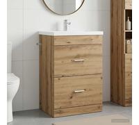 vidaXL Meuble sous lavabo – Armoire de salle de bain en bois d'ingénierie, rangement
