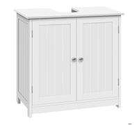 Meuble sous Lavabo de Salle de Bains - WOLTU Placard sous Vasque - Étagère Réglable SANS COLONNE - 60x30x60cm Blanc