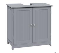 Meuble sous Lavabo de Salle de Bains - WOLTU Placard sous Vasque - Étagère Réglable SANS COLONNE - 60x30x60cm Gris Clair