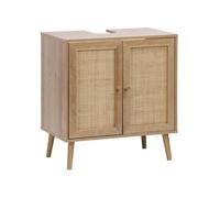 Meuble sous lavabo décor bois et cannage Boheme