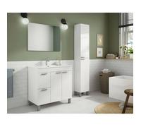Meuble sous lavabo Dgabett - Dmora - Melaminè - Blanc brillant 80x80h45 cm