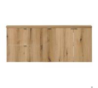 Meuble sous lavabo double avec 3 portes et 2 tiroirs NEWPORT 140 x 60 x 40 cm effet chêne