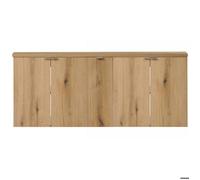 Meuble sous lavabo double avec 5 portes NEWPORT 140 x 60 x 40 cm effet chêne