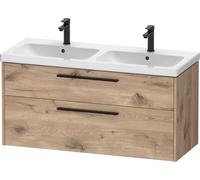 Meuble sous-lavabo Duravit D-Code, 1 tiroir, 1184x460mm, découpe siphon, avec poignée, DC46740BD550000, Couleur: Carcasa de roble jaspeado, tirador negro diamante mate