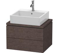 Meuble sous-lavabo Duravit L-Cube pour console, Compact, suspendu, 2 tiroirs, 620x400x477mm, LC580507272, Couleur: placage en chêne véritable brossé foncé