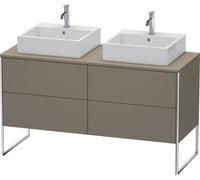 Meuble sous-lavabo Duravit XSquare de 140,0 x 54,8 cm, 4 tiroirs, XS4926B9090, Couleur: Flanelle Vernis gris satiné mat soyeux