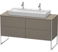 Meuble sous-lavabo Duravit XSquare Vanity 140,0 x 54,8 cm, 4 tiroirs, pour lavabo Vero Air 235010, XS4925M9090, Couleur: Flanelle Vernis gris satiné mat soyeux