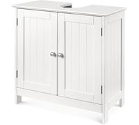 Meuble sous-Lavabo en Bois Blanc - NUO - 2 Portes 1 Étagère - Style Scandinave Moderne