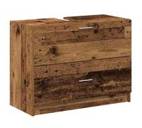 vidaXL Meuble sous lavabo en bois récupéré Rustique 78x37x59 cm 2 tiroirs Bois massif Autonome