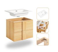 Meuble Sous Lavabo En Céramique Avec Deux Tiroirs Effet Bois Jaune