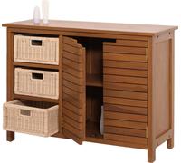 Meuble sous-lavabo en teck HWC-M84, meuble lavabo, teck de qualité B-Grade (bois de cœur, 20-30 ans), 76x100x40cm