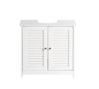 SoBuy Meuble sous Lavabo Salle de Bain avec 2 Portes - Colonne Lavabo pour Salle de Bain - Rangement sous Vasque Blanc L60xP35xH58 cm FRG237-II-W
