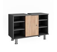 Vicco Meuble sous lavabo Fynn, Anthracite/chêne doré, 80x54cm | pour le rangement dans la salle de bain avec découpe pour siphon
