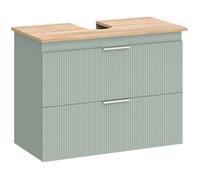 Meuble sous lavabo - HOMCOM - 2 grands tiroirs - style moderne - MDF - 80 x 40 x 60 cm - vert et bois naturel