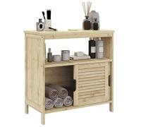 Meuble sous lavabo - HOMCOM - 2 portes coulissantes - fente en forme de U - en bambou pour salle de bain - 60l x 30P x 60H cm