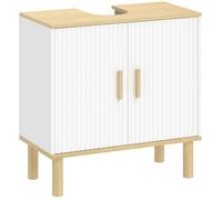 Meuble sous lavabo - HOMCOM - 2 portes et étagère réglable - bois - 60x30x61cm - blanc