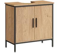 Meuble sous lavabo - HOMCOM - avec 2 portes et étagère réglable - style moderne - 60 x 30 x 60 cm - chêne