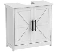 Meuble sous lavabo - HOMCOM avec 2 portes magnétiques style grange et étagères réglables - style ferme- 60 x 30 x 60 cm- blanc