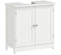 HOMCOM Meuble sous lavabo, Meuble de Salle de Bain avec Placard à 2 Portes, étagère réglable, Anti-humidité, 60 x 30 x 60 cm, Blanc