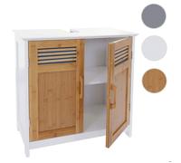 Meuble sous-lavabo HWC-A85 commode / armoire salle de bains 60x62x31cm ~ bambou