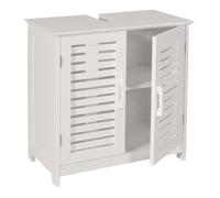 Meuble sous-lavabo HWC-B41, Armoire Basse de Salle de Bain avec Compartiment de Rangement, Bambou MDF 60x60x30cm MVG - Blanc