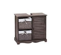 Meuble sous-lavabo HWC-H20 60x65x31cm shabby gris brun