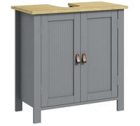 Meuble sous lavabo - kleankin - 2 portes, 2 étages à l'intérieur, étagère réglable, poignées polyuréthane - 60 x 30 x 60 cm - gris