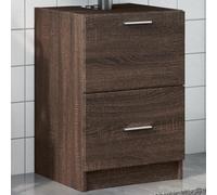 Meuble sous lavabo marron aspect chêne 40 x 37 x 59 cm | 1 tiroir, 1 compartiment, résistant à l'humidité, surface lisse, support mural inclus