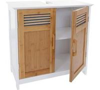 Meuble sous-lavabo HWC-A85, armoire de salle de bain 60x60x30cm ~ bambou