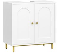 Meuble sous lavabo, Meuble de Rangement pour Salle de Bain, Meuble pour Évier avec et 2 Portes, Autoportant, Blanc