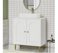 Meuble sous lavabo, Meuble de Rangement pour Salle de Bain, Meuble pour Évier avec et 2 Portes, Étagère Réglable, Autoportant,Blanc