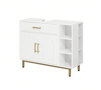 Meuble sous Lavabo, Meuble de Salle de Bain, 1 Tiroir 2 Portes, Compartiment Ouvert avec 3 Niveaux, Gauche et Droite Interchangeables, Compartiment Réglable À propos de cet article1.[Interchangeable à