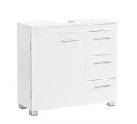 Meuble sous Lavabo, Meuble de Salle de Bain, 3 Tiroirs Latéraux, 2 Compartiments Derrière la Porte, avec Pieds, 30 x 70 x 64 cm, Blanc Nuage [Remarque] Veuillez prendre en compte les dimensions de l'a