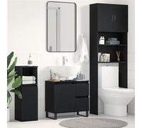Meuble sous lavabo Noir Chêne 65x33x60 cm Bois d ingénierie G