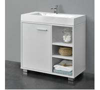 [en.casa] Meuble sous Lavabo Design Meuble de Rangement pour Salle de Bain sous Vasque avec 3 Étagères Panneau de Particules Mélaminé 56 x 60 x 31 cm Blanc