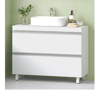 Meuble sous Lavabo, Rangement Salle de Bain, Meuble sous Vasque, avec 2 Tiroirs, Grande capacité de Rangement, Autoportant,Blanc