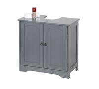 Meuble sous lavabo Relaxdays avec 2 portes, H x L x P : 60 x 60 x 30 cm, en MDF et zinc, meuble de salle de bain, gris