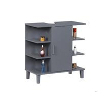 Meuble sous lavabo Relaxdays avec porte et 6 étagères, H x L x P : 65 x 64 x 31 cm, MDF, bleu-gris