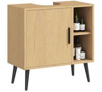 Meuble sous lavabo salle de bain - HOMCOM - porte à fermeture progressive et étagère réglable - 60 x 30 x 59,5 cm - chêne