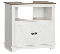 kleankin Meuble sous lavabo Salle de Bain Meuble sous Vasque Armoire de Rangement pour lavabo - Niche et Placard à Portes Doubles, 60 x 30 x 60 cm, Blanc