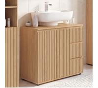 Meuble sous lavabo salle de bain VICTOR effet lattes