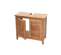 Meuble sous-lavabo salle de bains HWC-B18, Armoire, Bambou 60x67x30cm