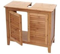 Meuble sous-lavabo salle de bains HWC-B18, Armoire, Bambou 60x67x30cm