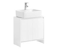 Meuble sous Lavabo SoBuy Salle de Bain avec Rangement et Étagères Réglables Résistant à l’Humidité Blanc MDF 60x61x30cm