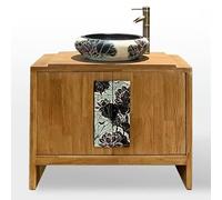 Meuble sous Lavabo sur Pied de Style Chinois Moderne avec Lavabo, Vasagle Meuble Salle de Bain Vintage Antique pour Salle d'eau ou Salle de Bain D'invités(80cm/31.4in)