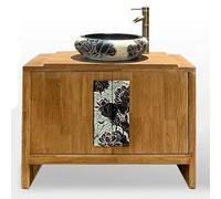 Meuble sous Lavabo sur Pied de Style Chinois Moderne avec Lavabo, Vasagle Meuble Salle de Bain Vintage Antique pour Salle d'eau ou Salle de Bain D'invités(90cm/35.4in)