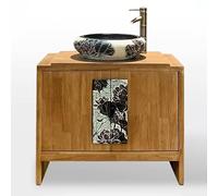 Meuble sous Lavabo sur Pied de Style Chinois Moderne avec Lavabo, Vasagle Meuble Salle de Bain Vintage Antique pour Salle d'eau ou Salle de Bain D'invités(70cm/27.5in)